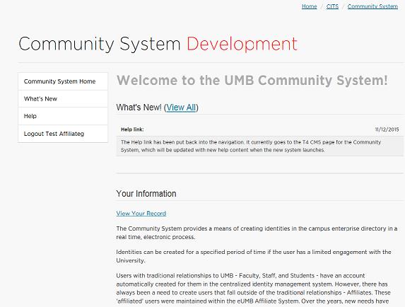 Community System image to view your record.