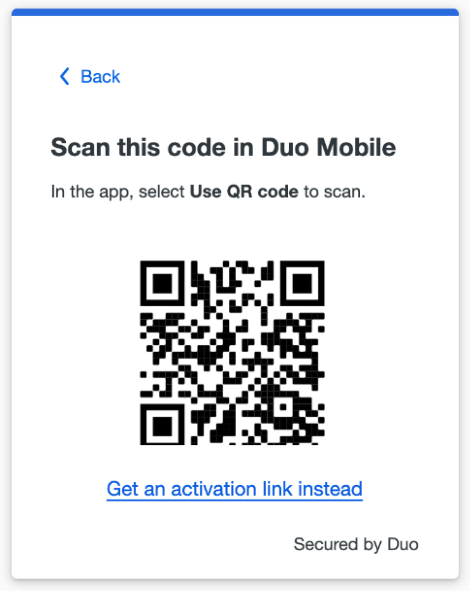 DUO scan this code existing users