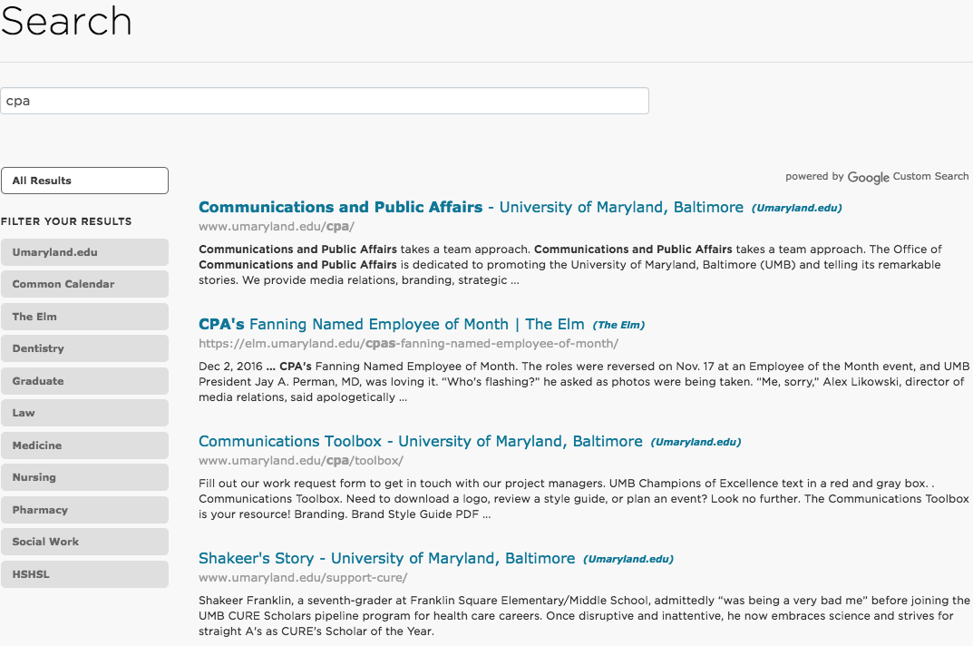 A screenshot of the overhauled search results interface