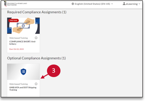 Percipio Compliance Assignments Page displaying a required and optional assignment