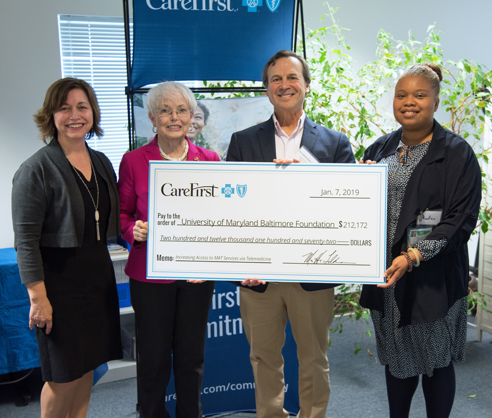 L-to-R, Julie Wagner, vice president of community affairs, CareFirst; State Sen. Adelaide C. Eckardt (R-Caroline, Dorchester, Talbot, and Wicomico counties); Eric Weintraub, MD, associate professor, UMSOM; and Andrea Kelly-Freeman, MS, LCADC, LLPC, founder and chief executive officer, Life’s Energy Wellness Inc. 
