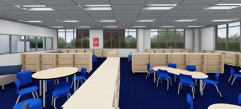 Artist's rendering of the Mother Mary Lange Catholic School learning commons