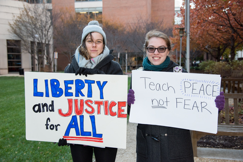 Students Leslie Guthrie, left, and Chelsea Van Orden, participate in the 