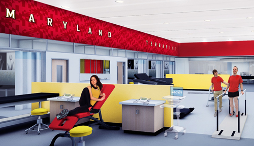 Artist's rendering of a look inside the Center for Sports Medicine, Health and Human Performance