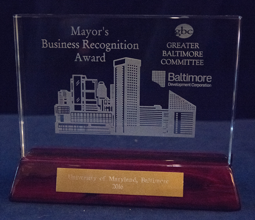 The Mayor's Business Recognition Award is given to organizations that have significantly improved Baltimore through outstanding community service.
