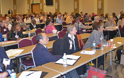 Audience members, who earned continuing education credit, listen at the Second Annual Interprofessional Forum on Ethics and Religion in Health Care. 