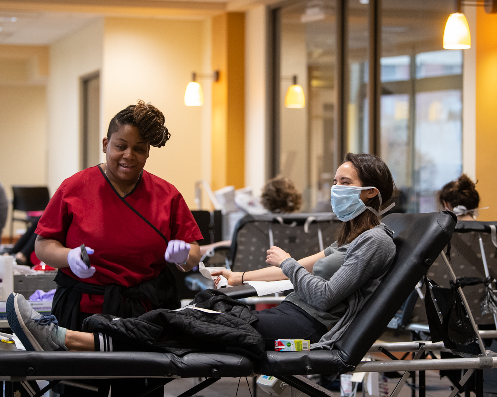 While hospitals across the nation are experiencing an unprecedented shortage of blood because of the COVID-19 pandemic, the number of people willing to donate here is not in short supply.