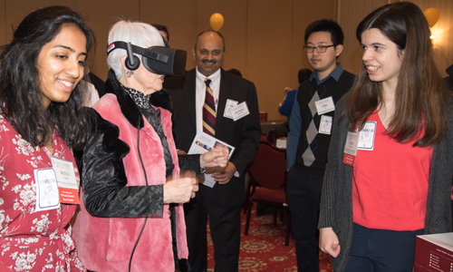 State Sen. Adelaide Eckardt (R-Caroline, Dorchester, Talbot, and Wicomico counties) tries a virtual reality device at MPower Day. 