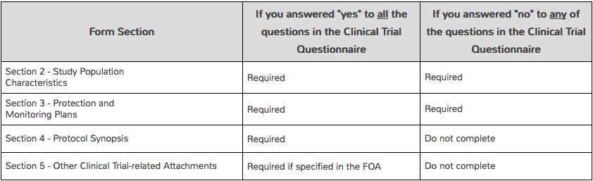 Screenshot from NIH proposal instructions