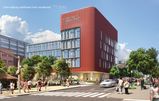 northwest view of new SSW building from southeast