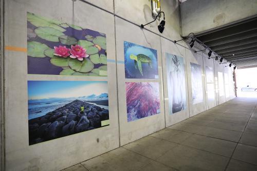 wall of pearl street garage with art installed