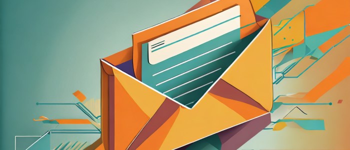 open orange envelope with blue letter emerging