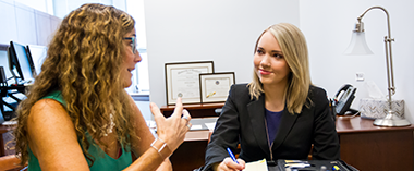 A Student working with a client