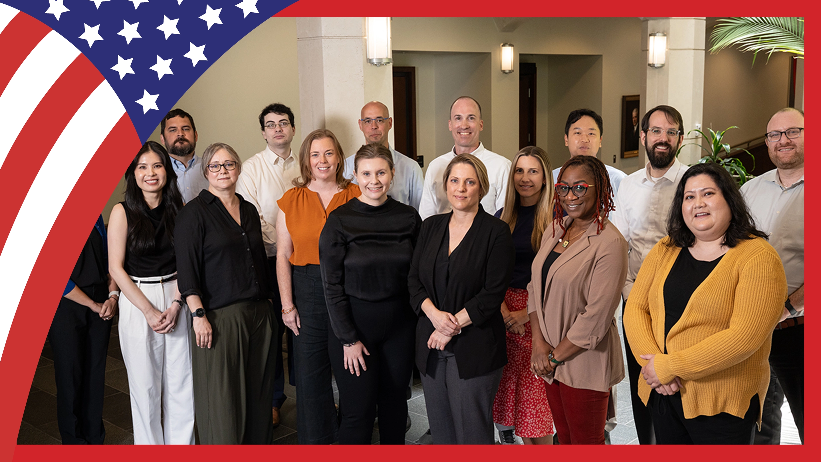 Staff members of the Center for Cyber, Health, and Hazard Strategies posing in a group