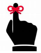 Remember icon with a red ribbon tied around finger and a white background. 