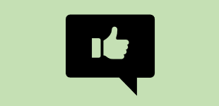 thumbs up icon with a green background.