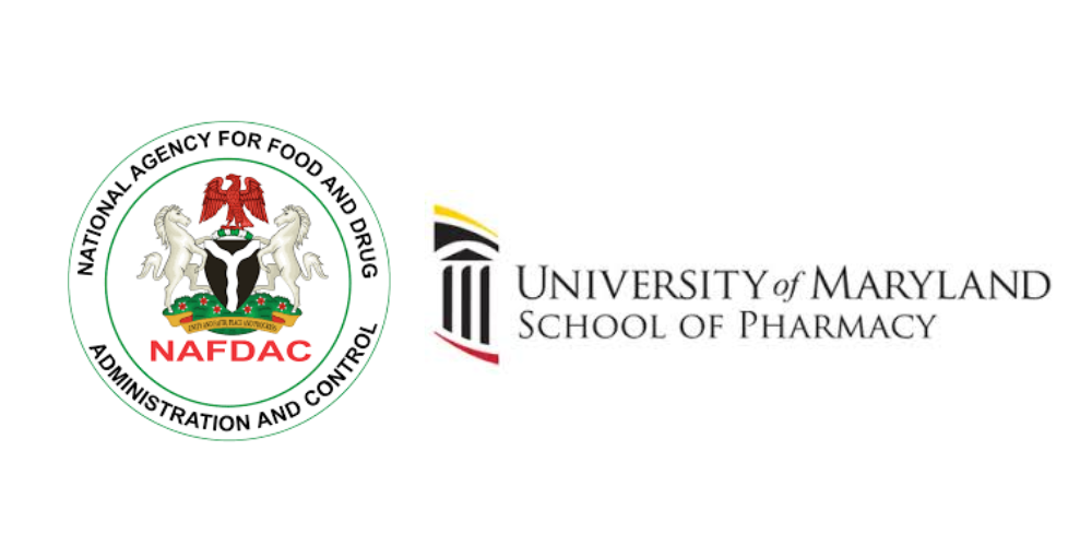 Logos for the School of Pharmacy and Nigeria’s National Agency for Food and Drug Administration and Control