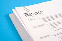 A stack of resumes.