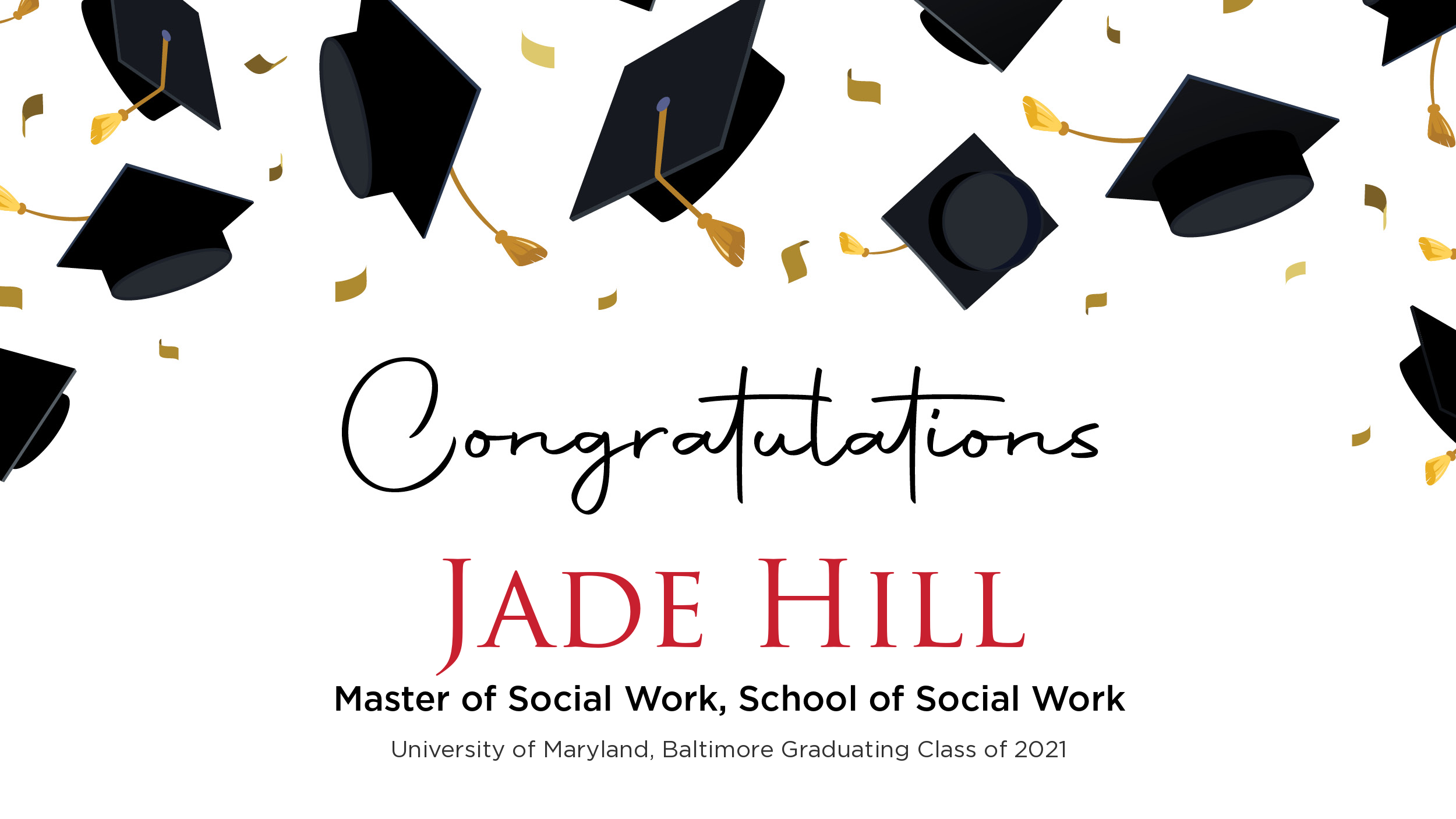 Congratulations Jade Hill, Master of Social Work