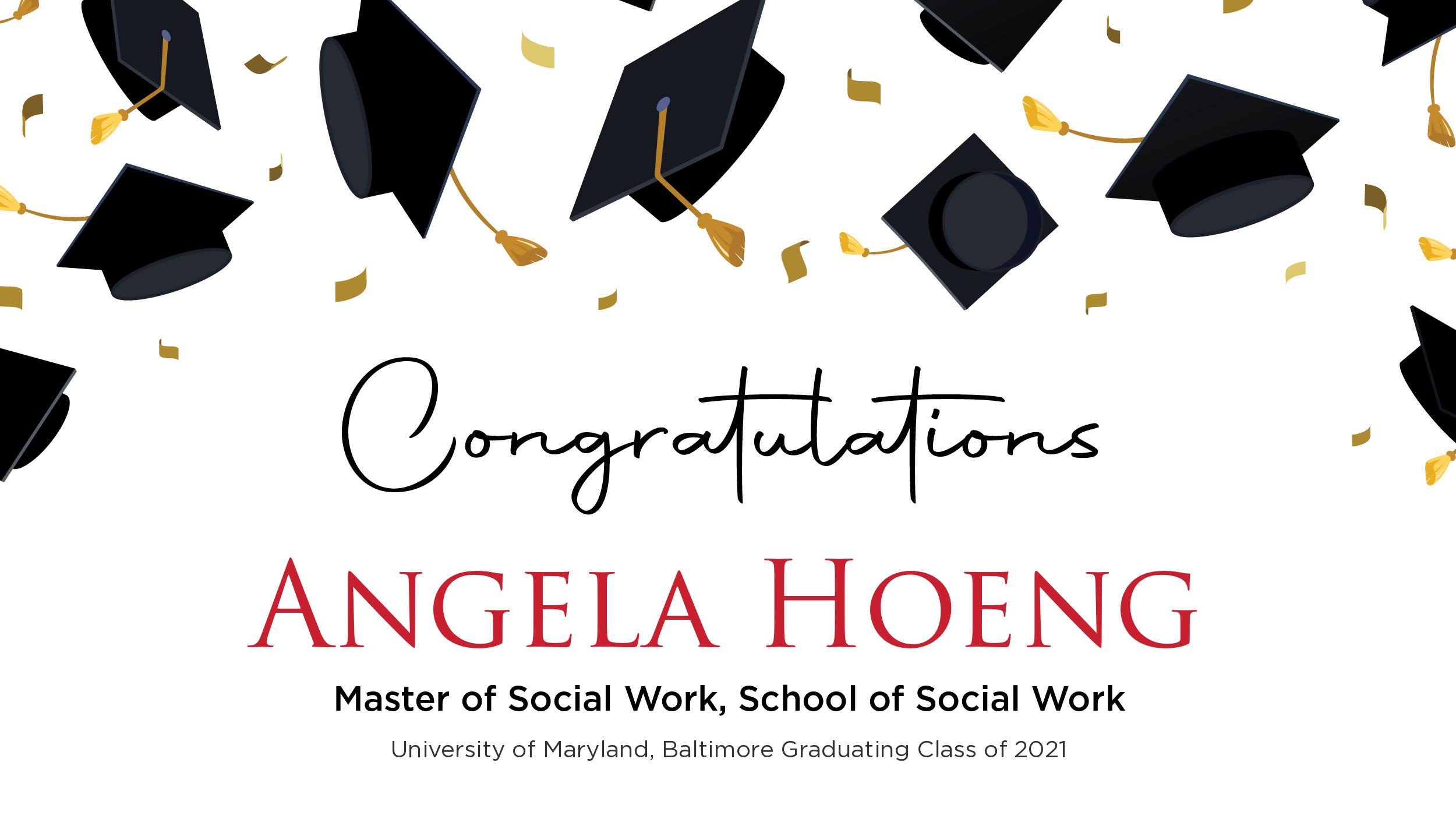 Congratulations Angela Hoeng, Master of Social Work