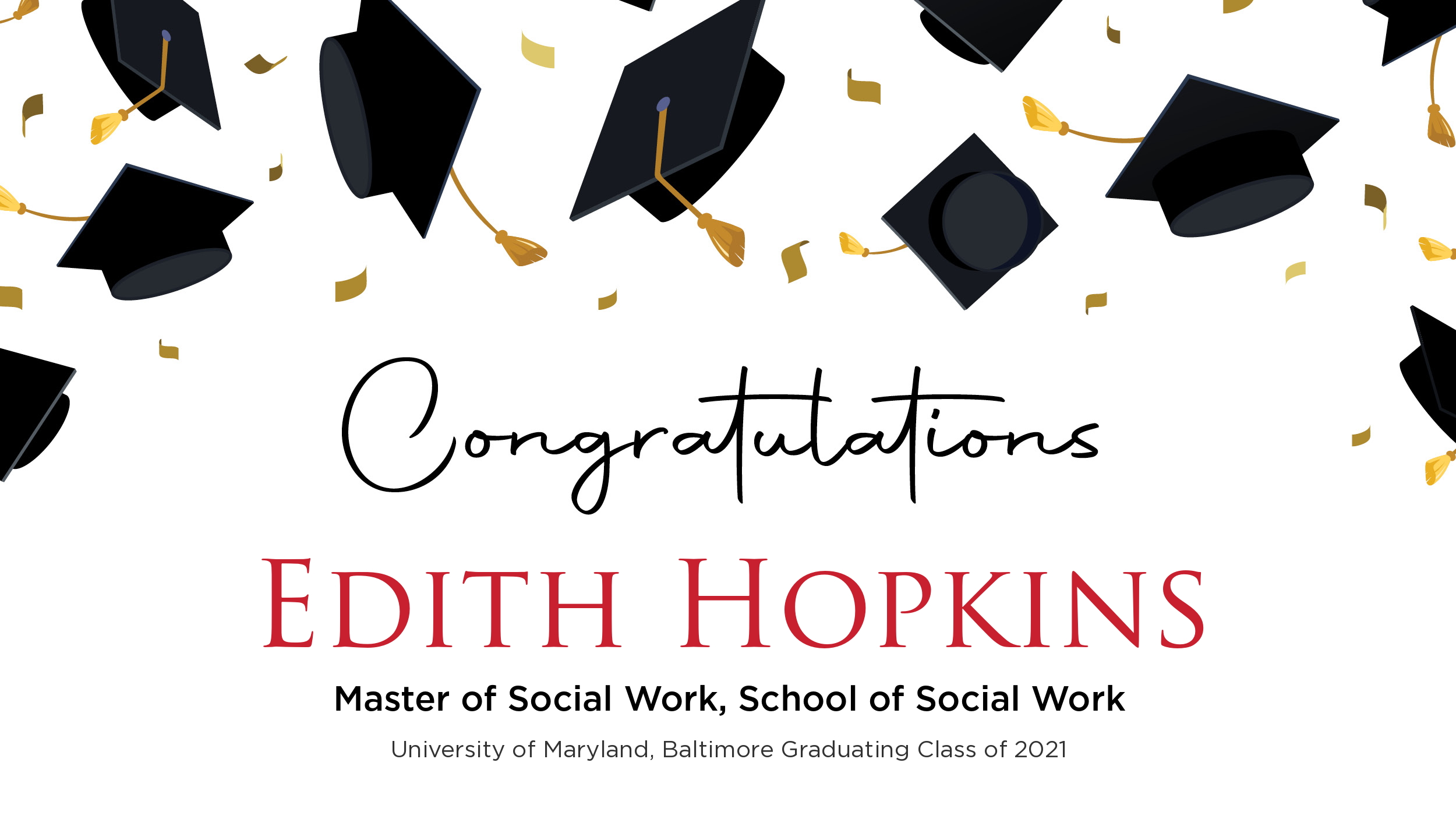 Congratulations Edith Hopkins, Master of Social Work