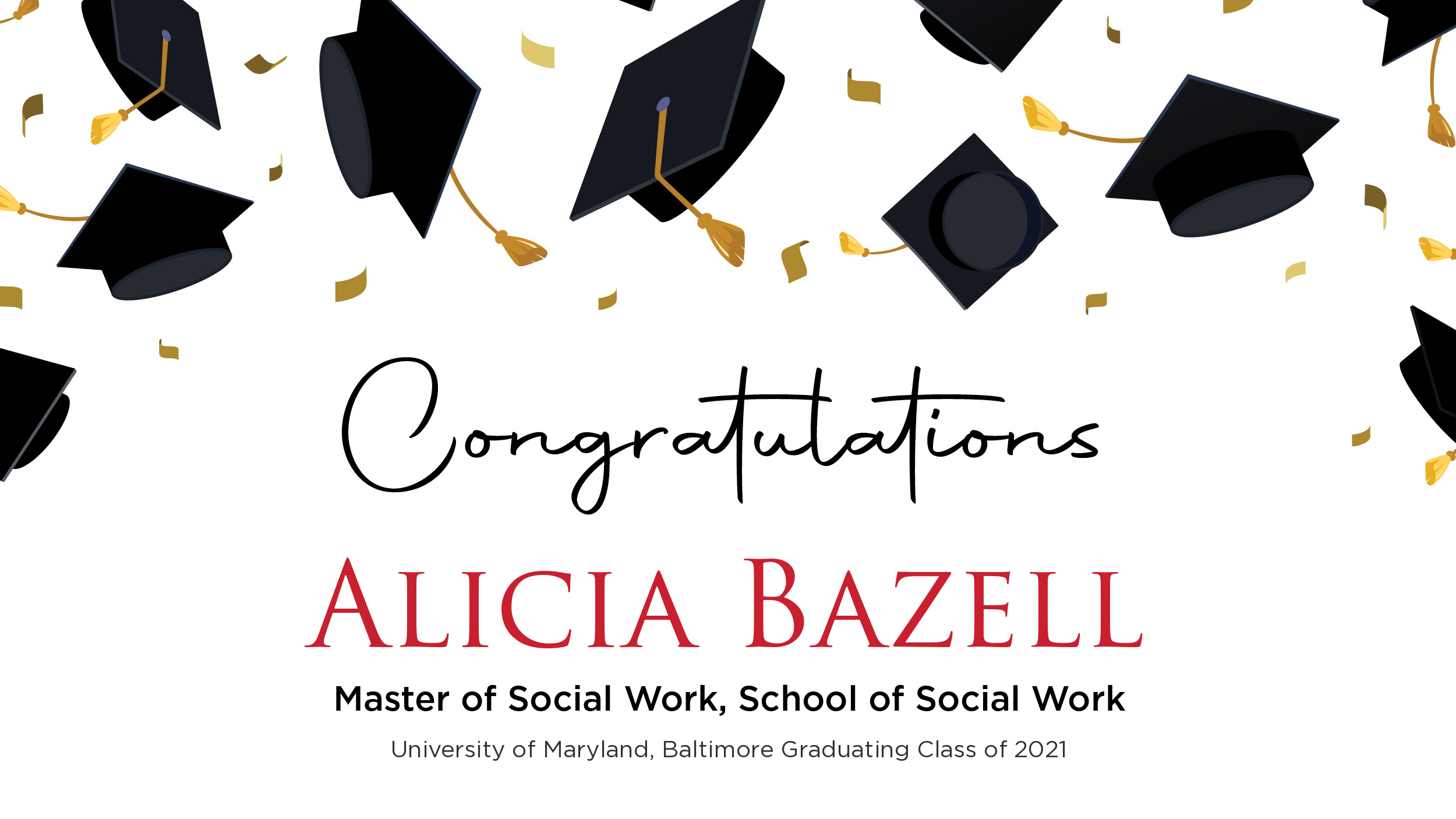Congratulations Alicia Bazell, Master of Social Work
