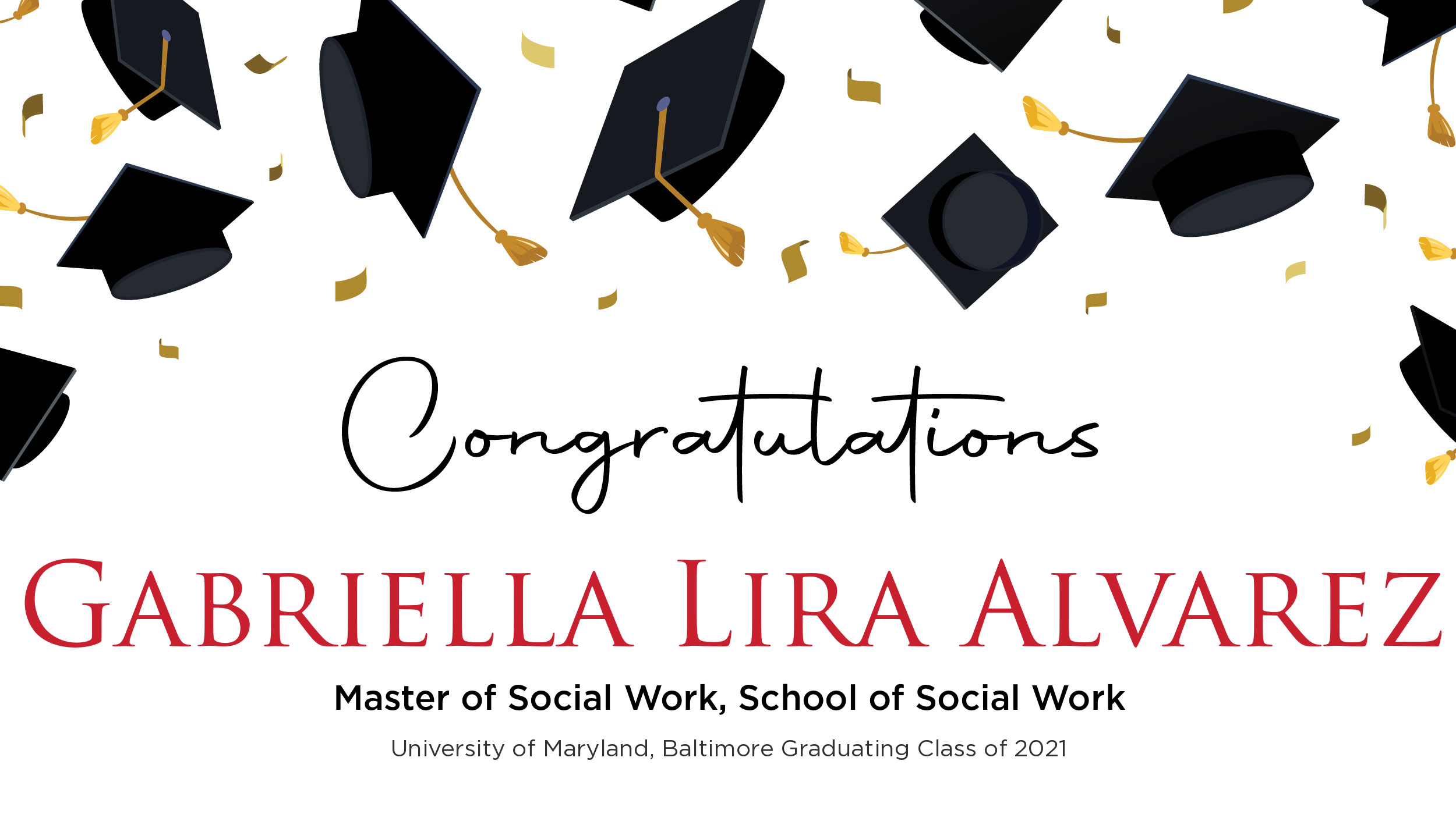 Congratulations Gabriella Lira Alvarez, Master of Social Work