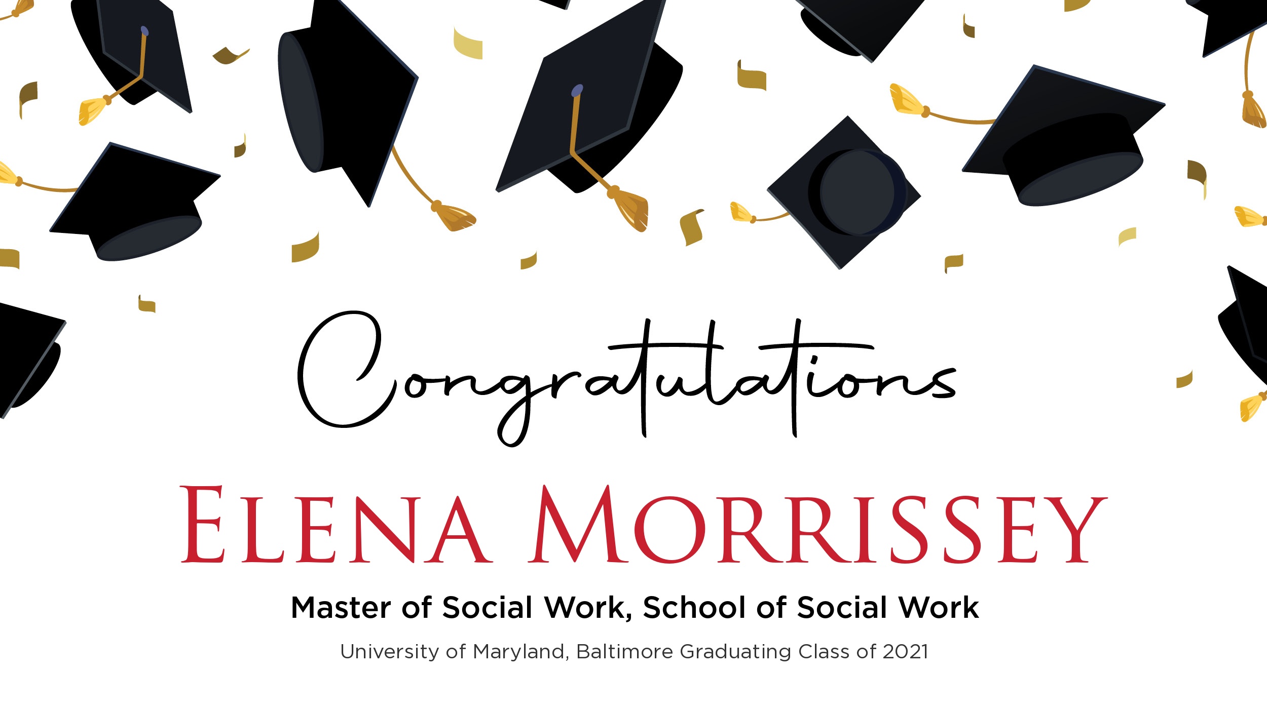 Congratulations Elena Morrissey, Master of Social Work