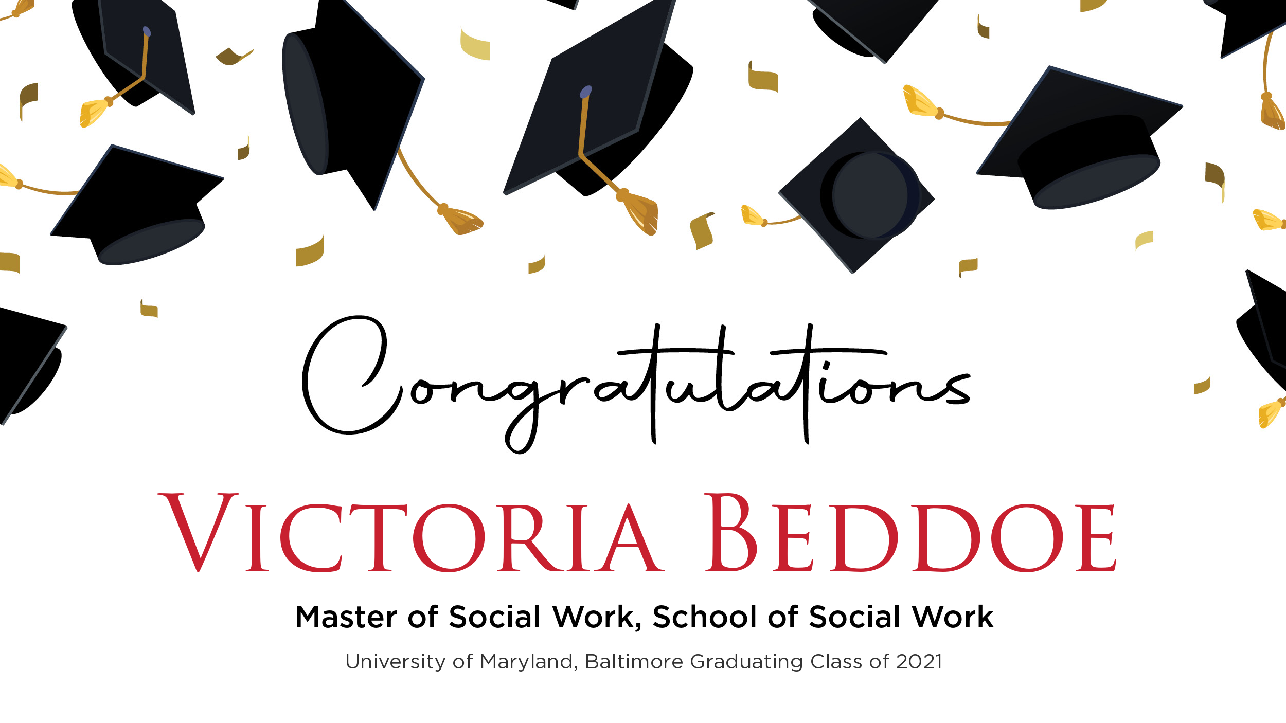 Congratulations Victoria Beddoe, Master of Social Work
