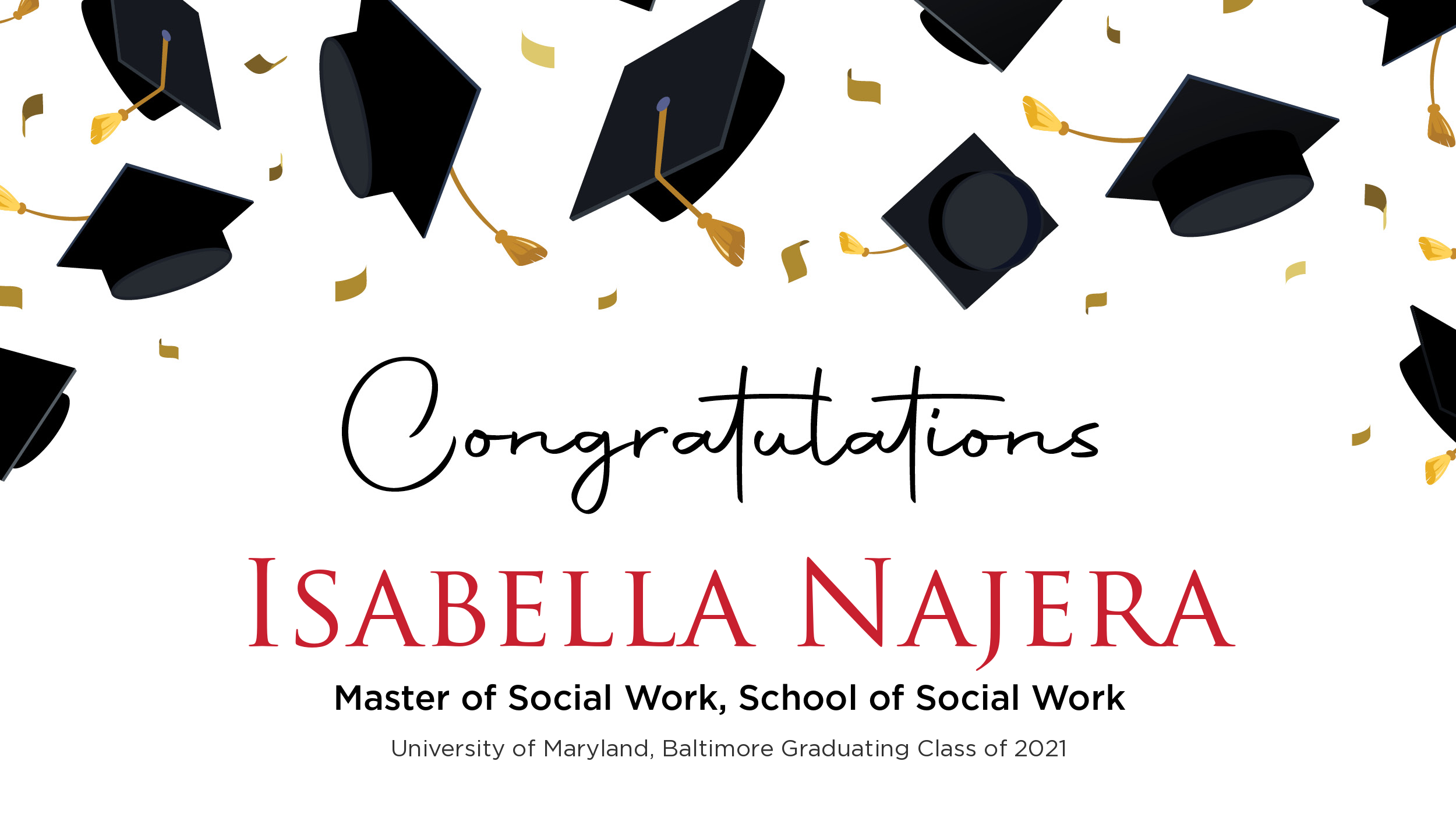 Congratulations Isabella Najera, Master of Social Work