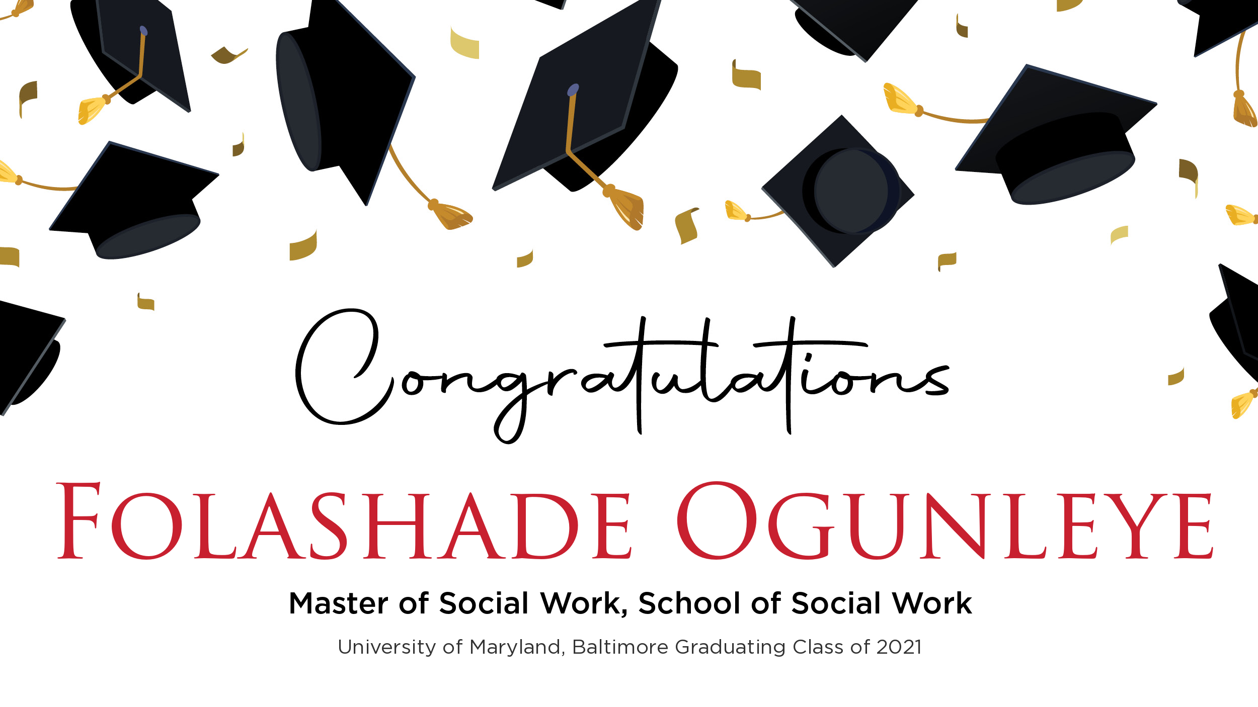 Congratulations Folashade Ogunleye, Master of Social Work