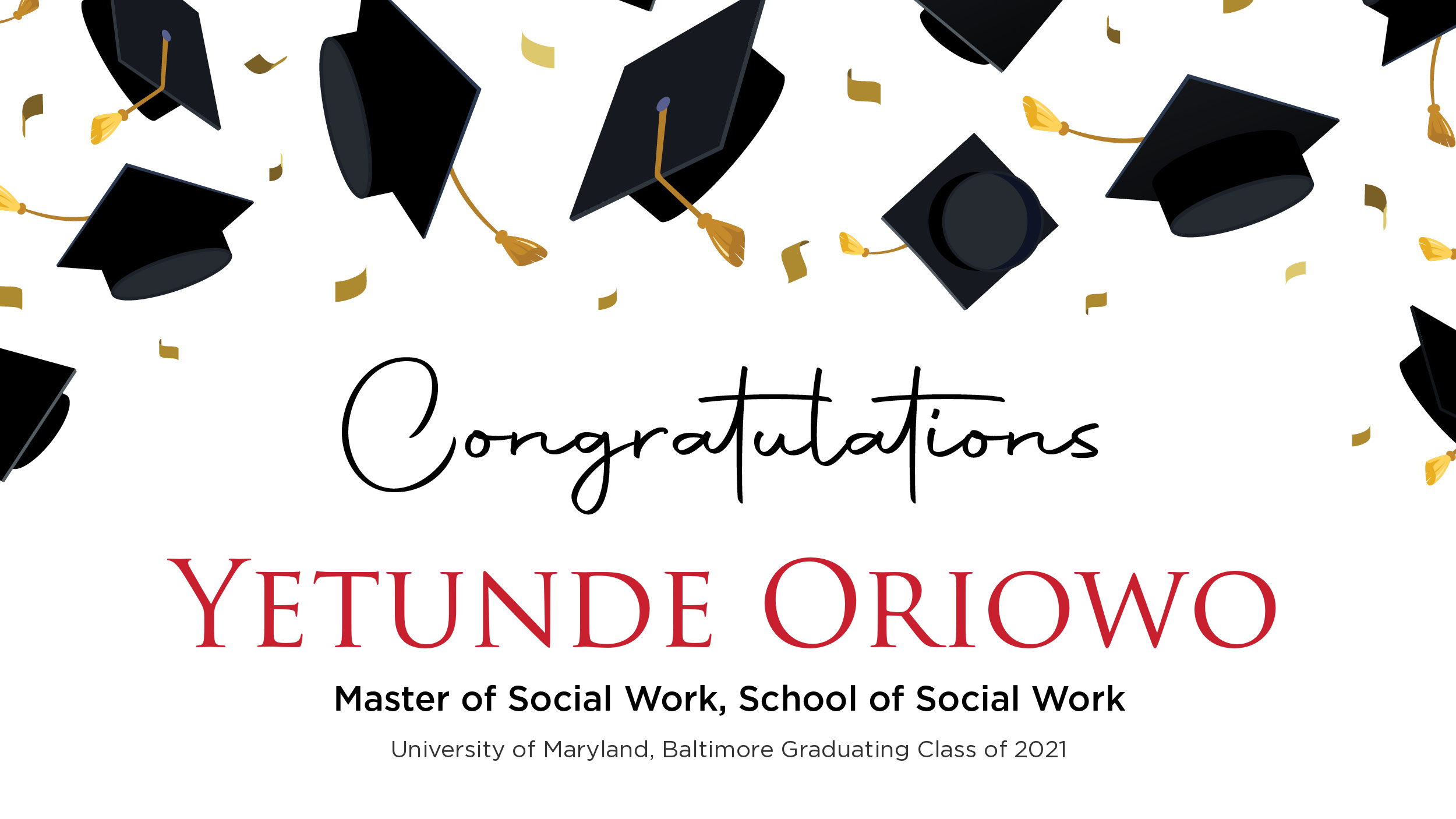 Congratulations Yetunde Oriowo, Master of Social Work