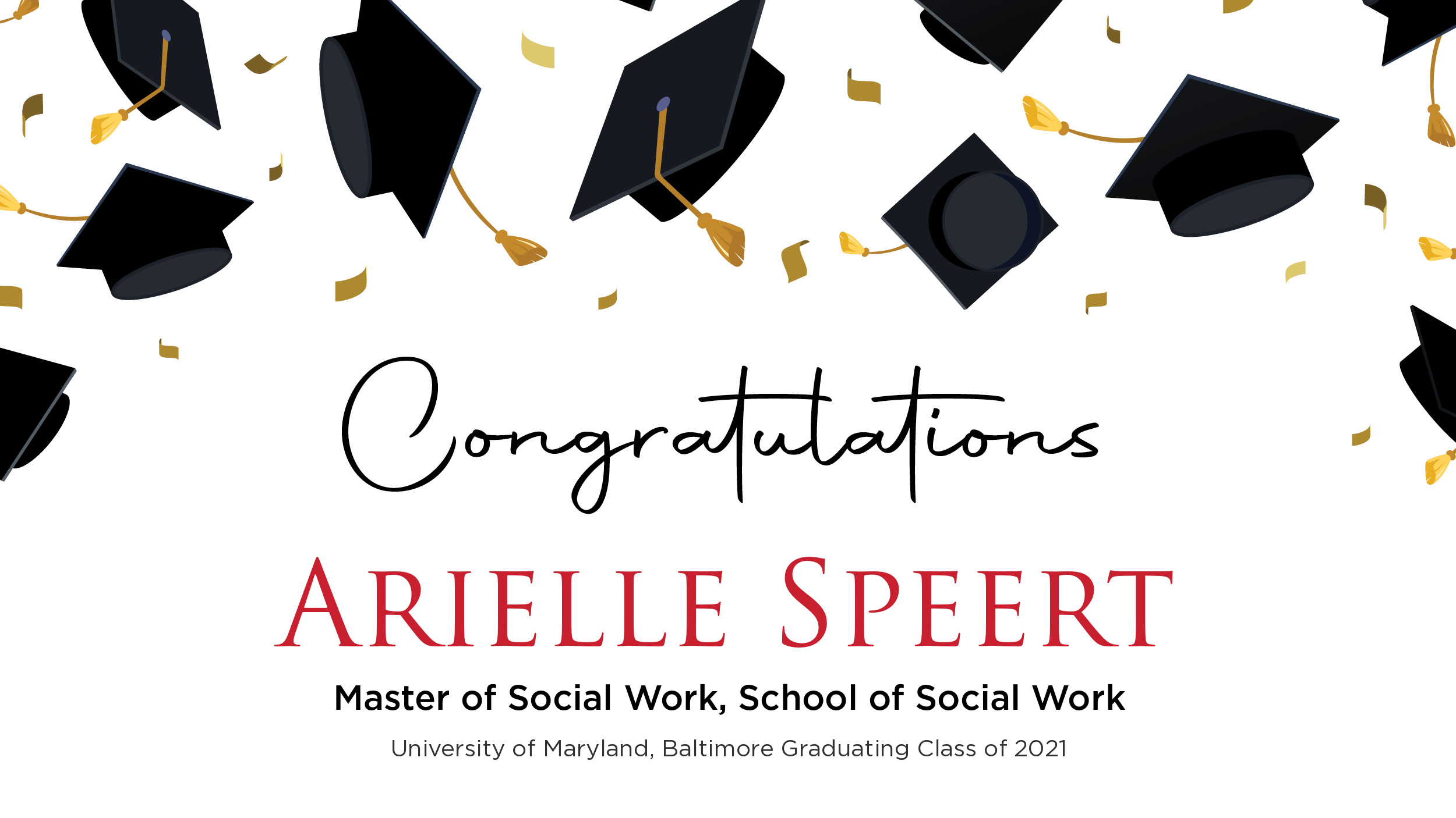 Congratulations Arielle Speert, Master of Social Work
