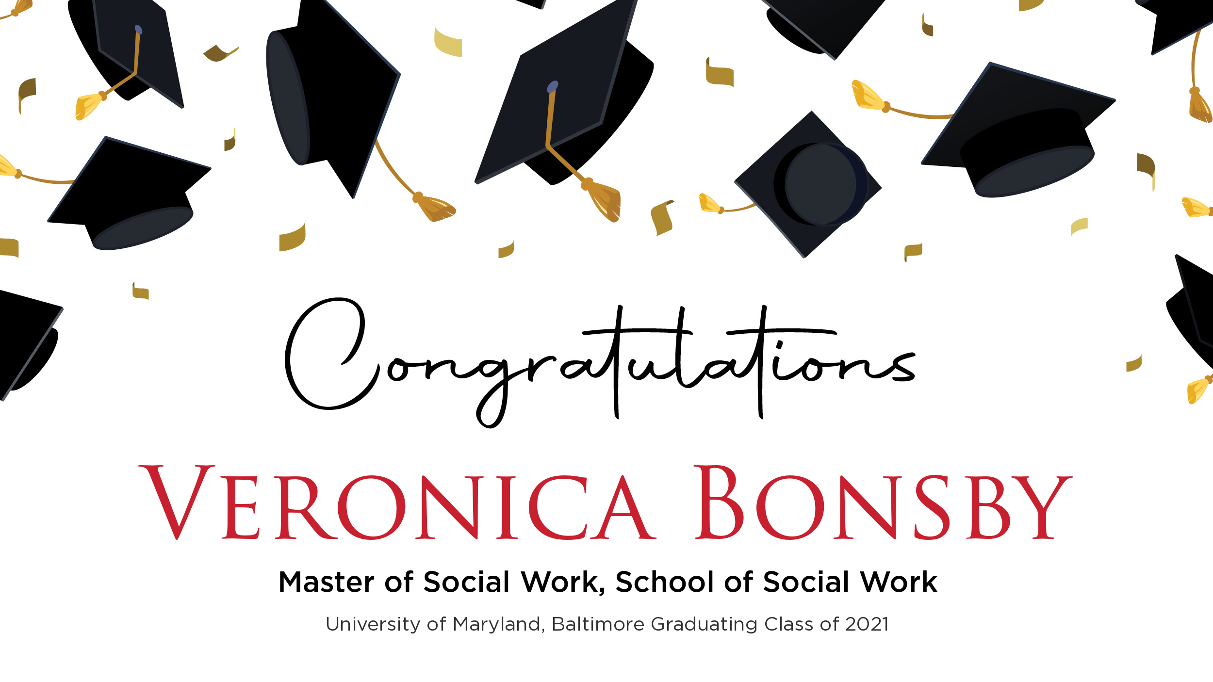 Congratulations Veronica Bonsby, Master of Social Work