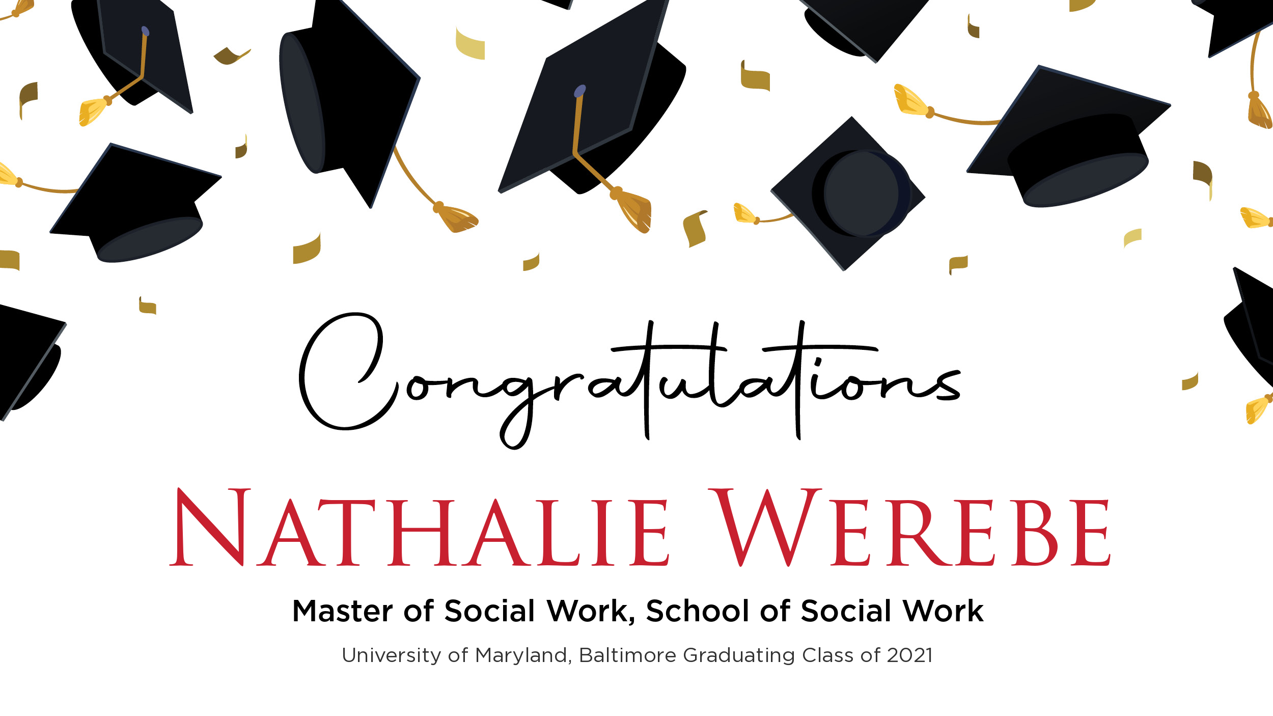 Congratulations Nathalie Werebe, Master of Social Work