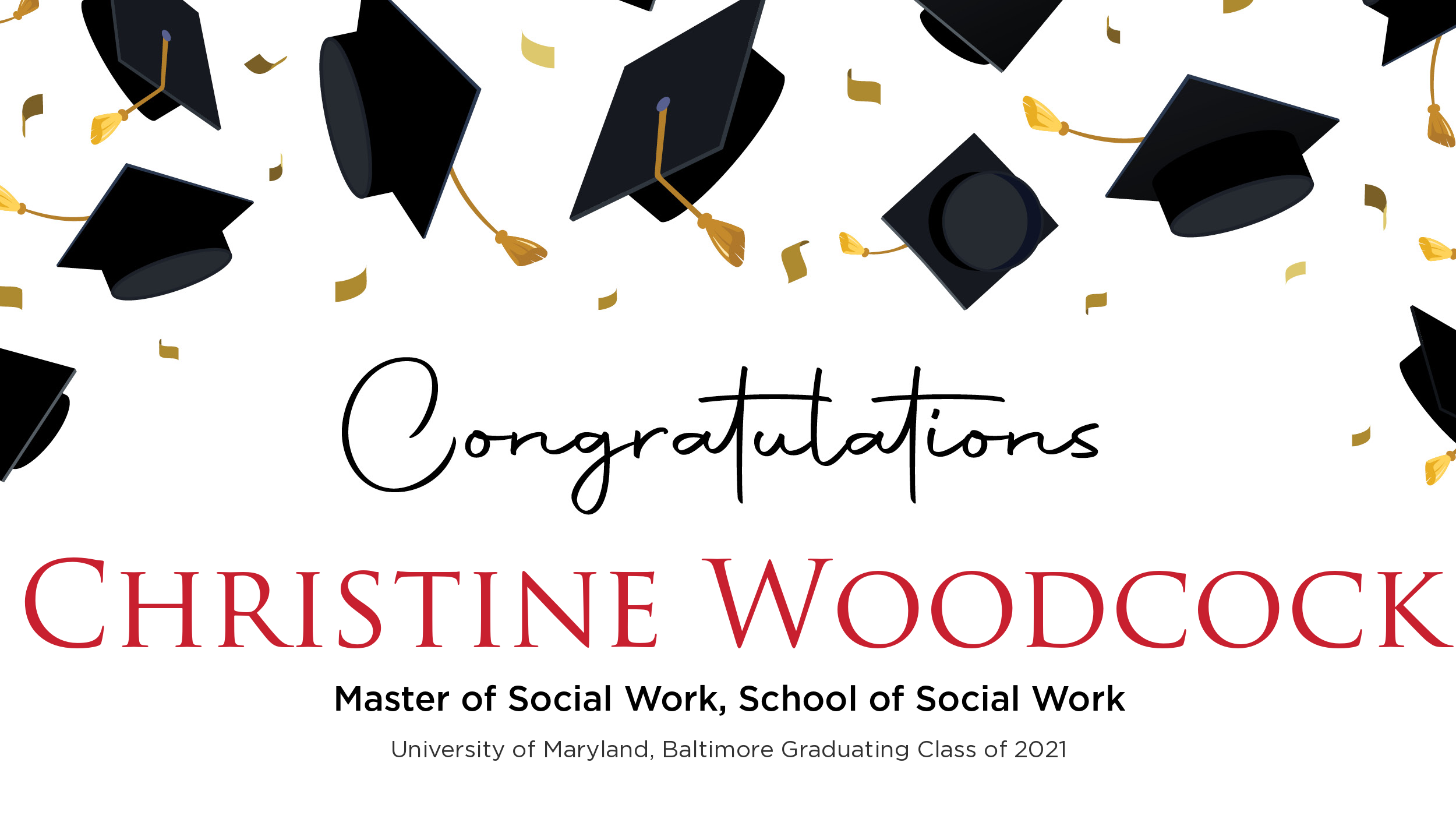 Congratulations Christine Woodcock, Master of Social Work
