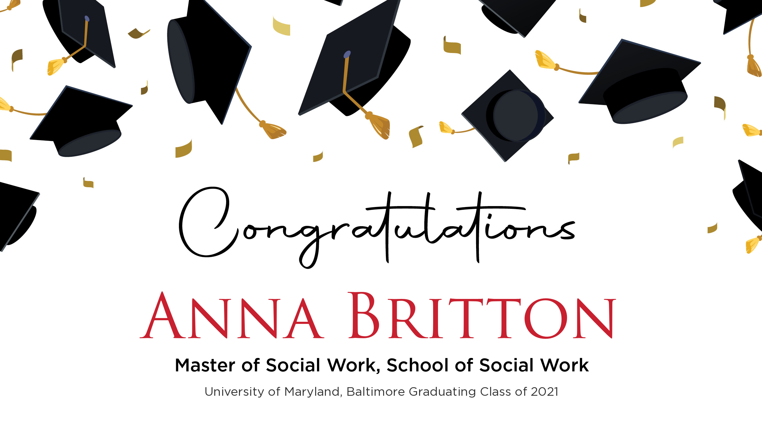Congratulations Anna Britton, Master of Social Work