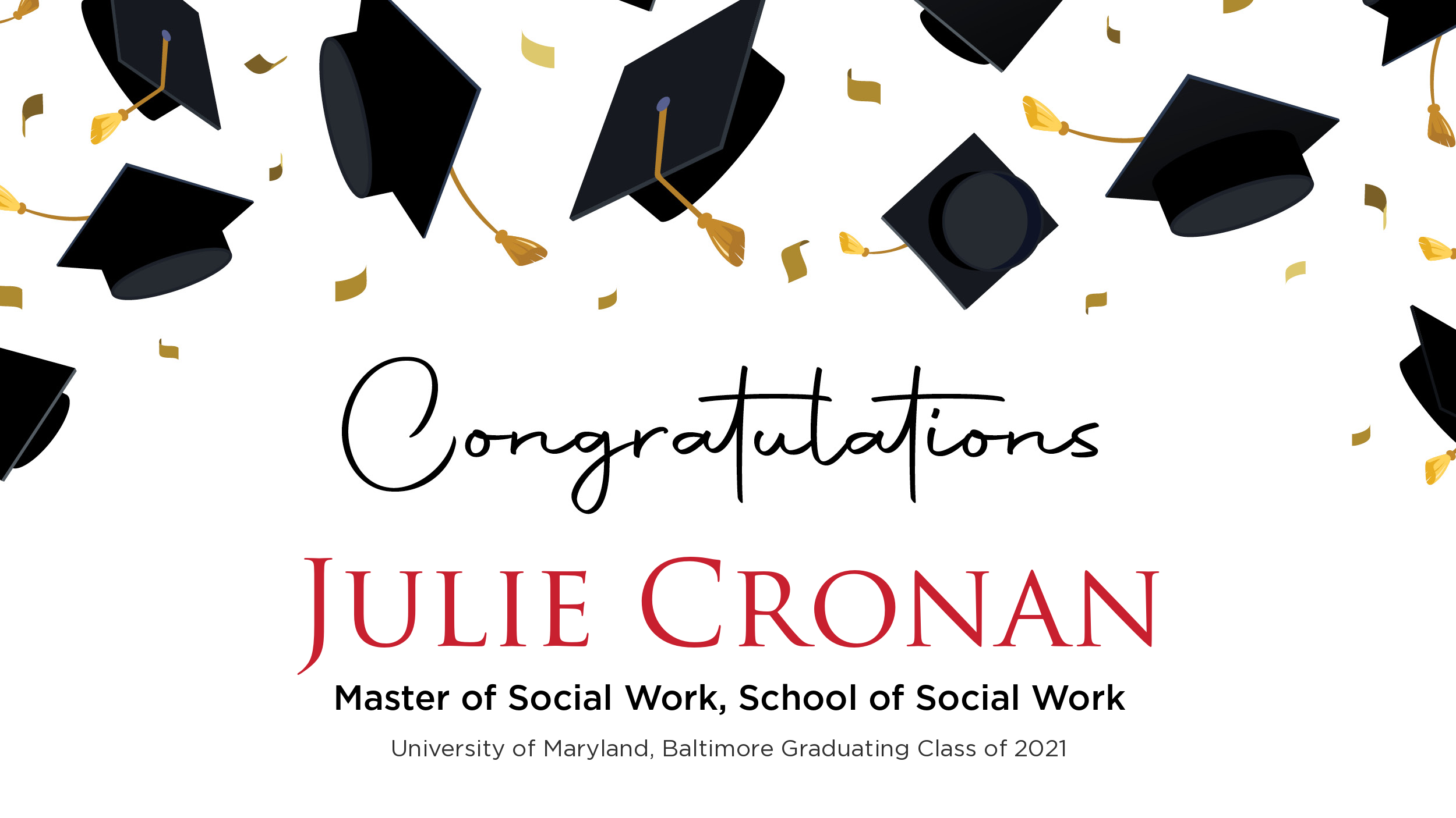 Congratulations Julie Cronan, Master of Social Work
