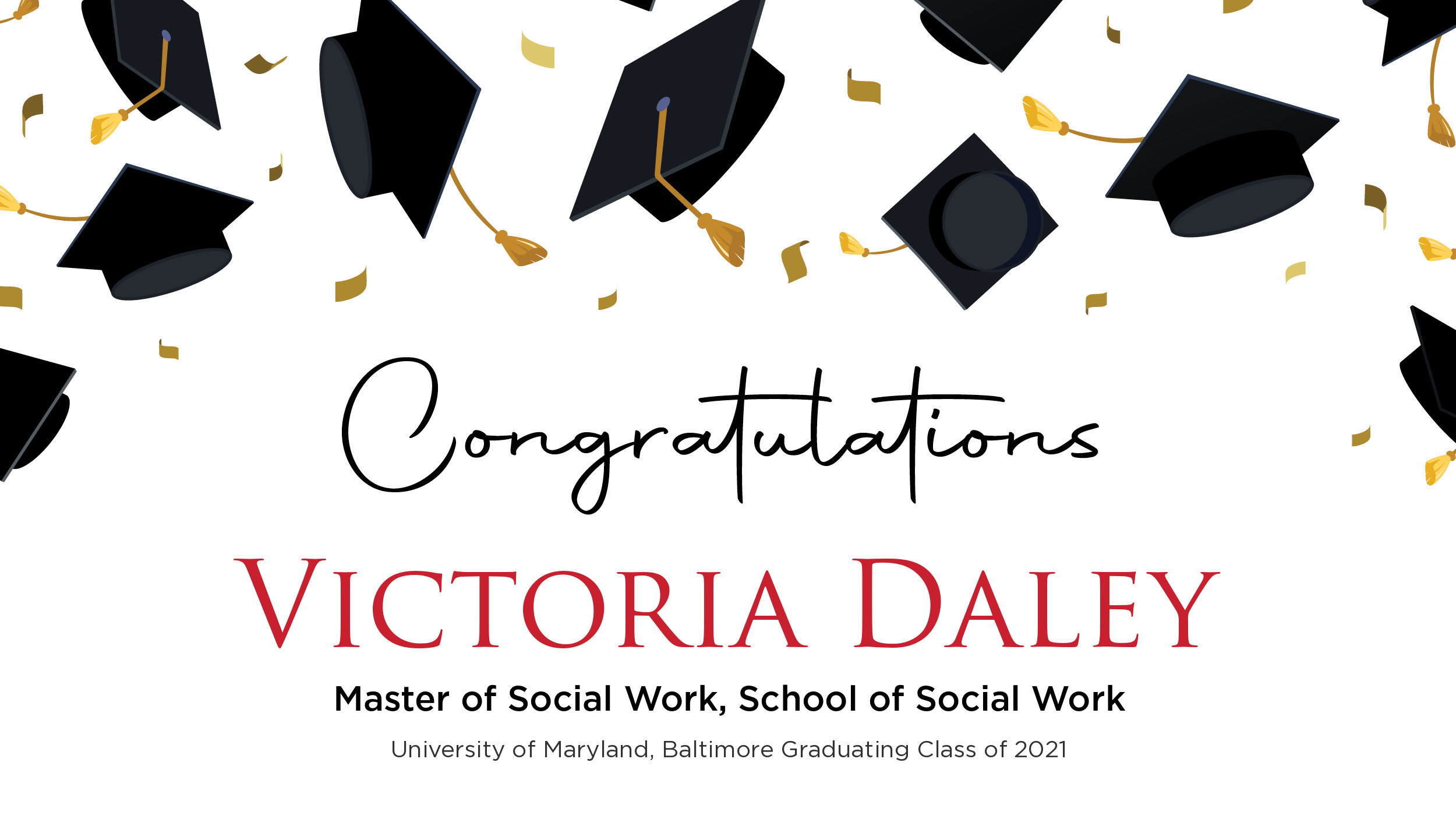Congratulations Victoria Daley, Master of Social Work