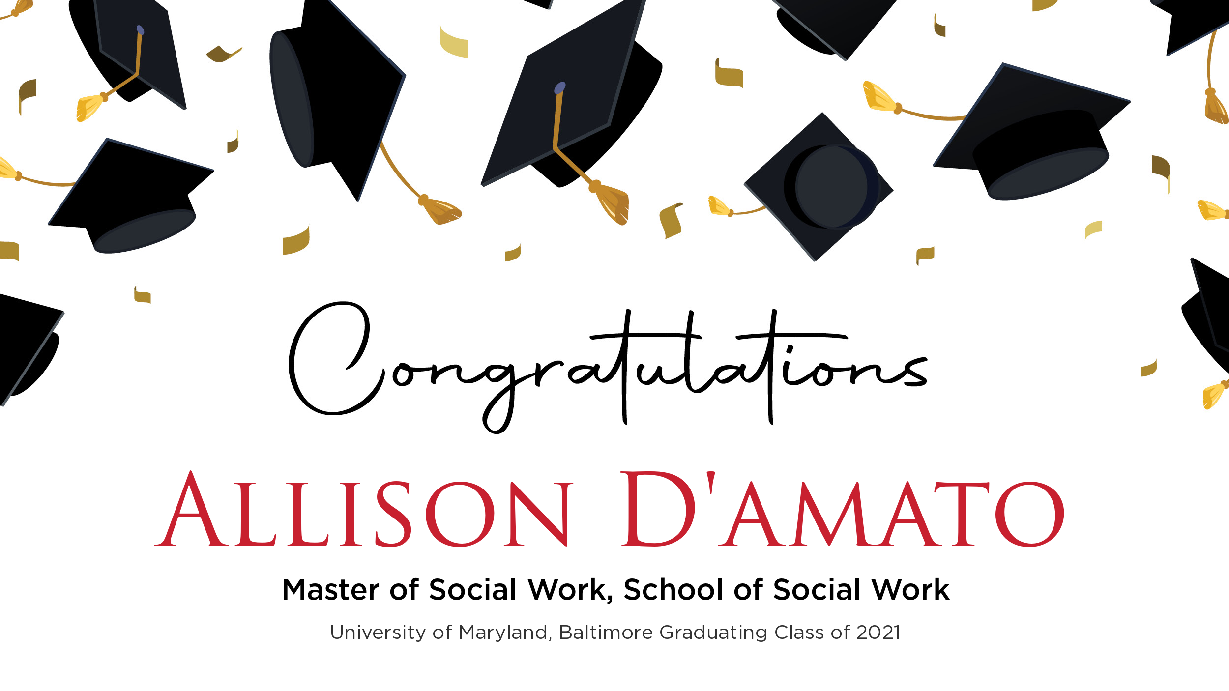 Congratulations Allison D'amato, Master of Social Work