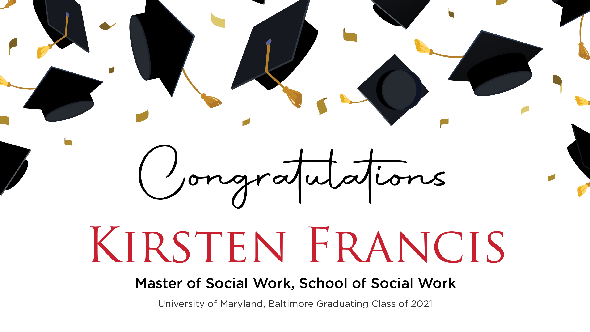 Congratulations Kirsten Francis, Master of Social Work