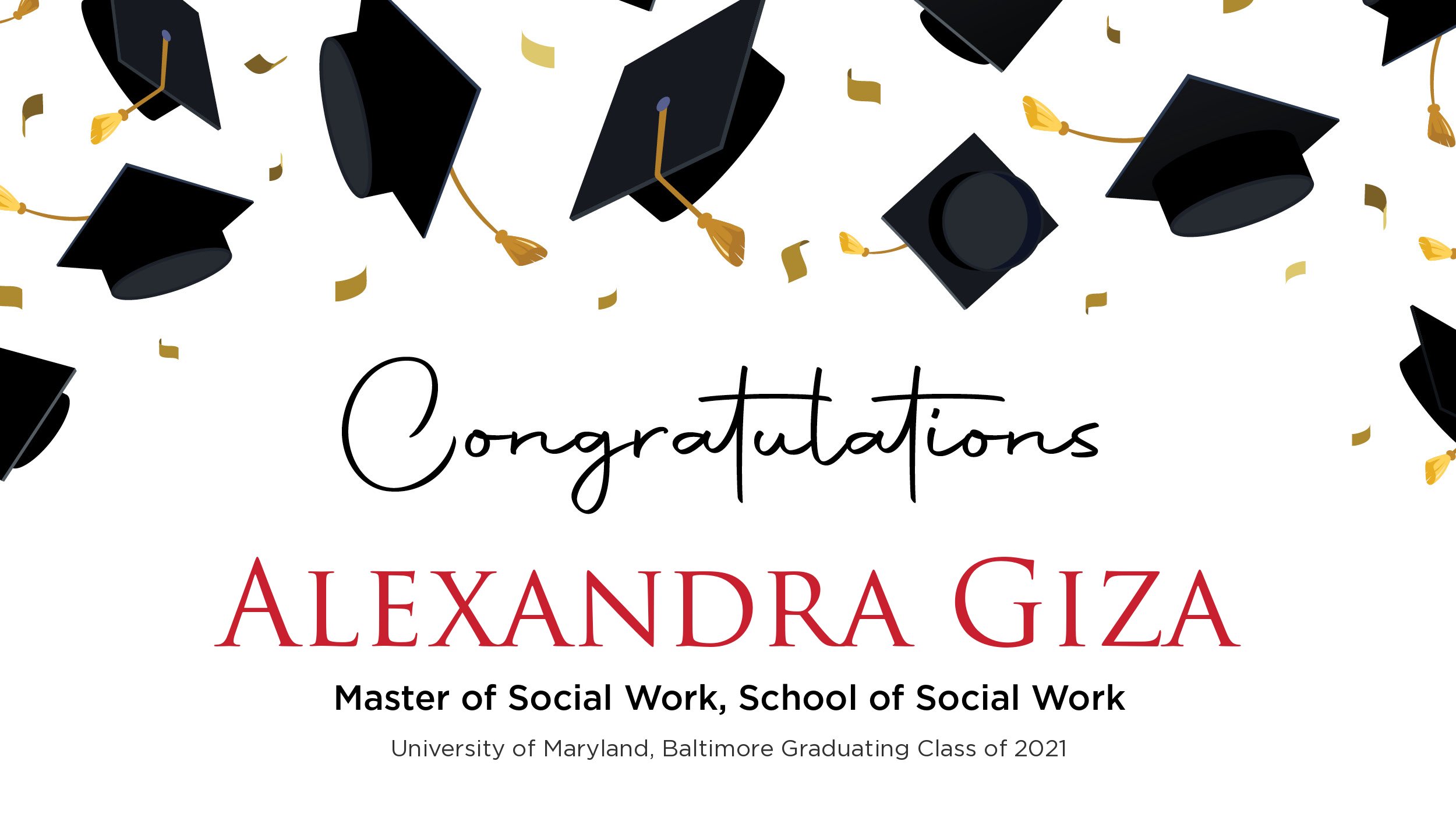 Congratulations Alexandra Giza, Master of Social Work