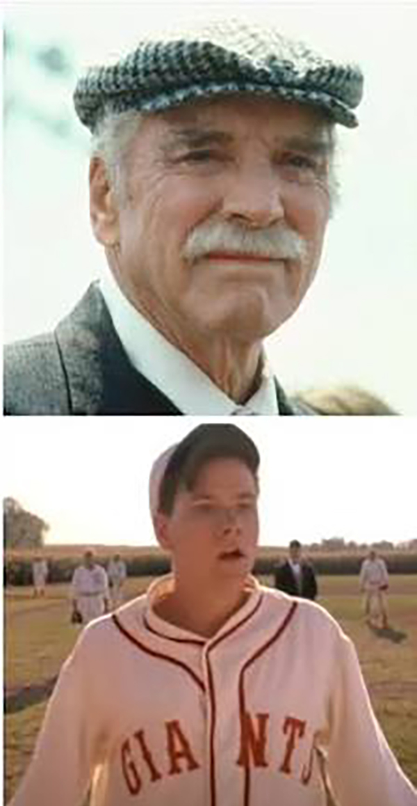 Burt Lancaster and Frank Whaley portraying Moonlight Graham