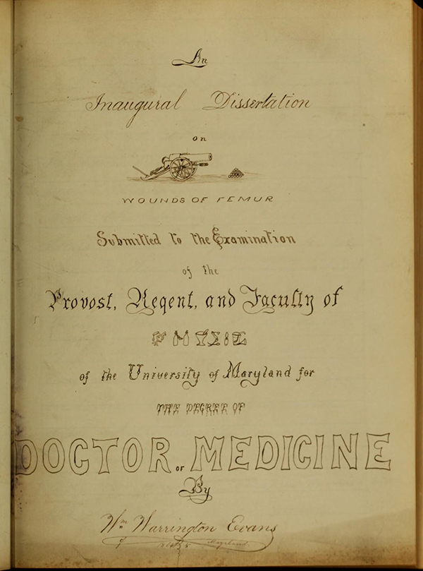 Wounds of the Femur thesis title page 1865