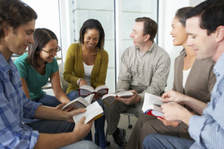 A group of students studying