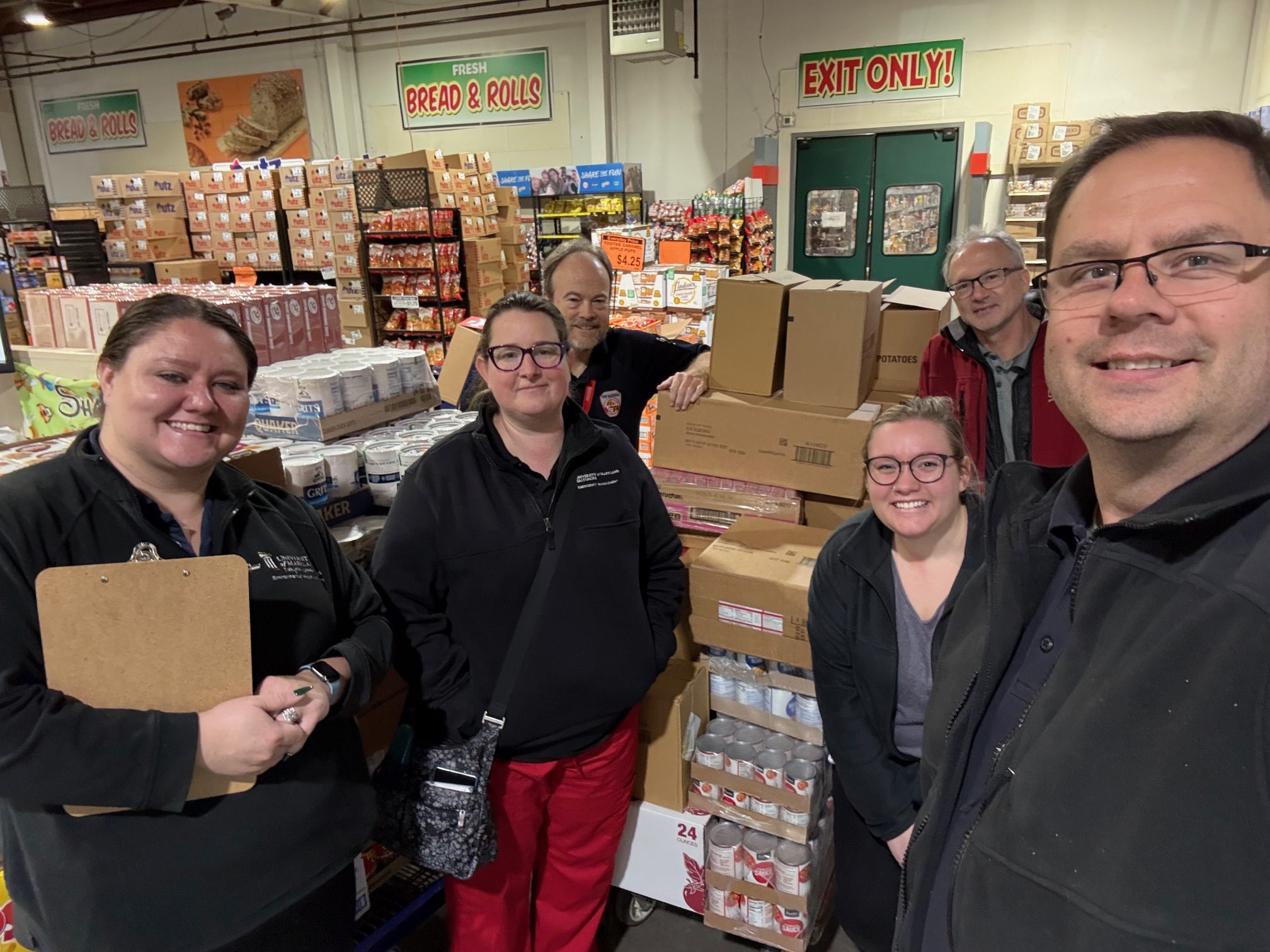 Volunteers man the new employee food pantry