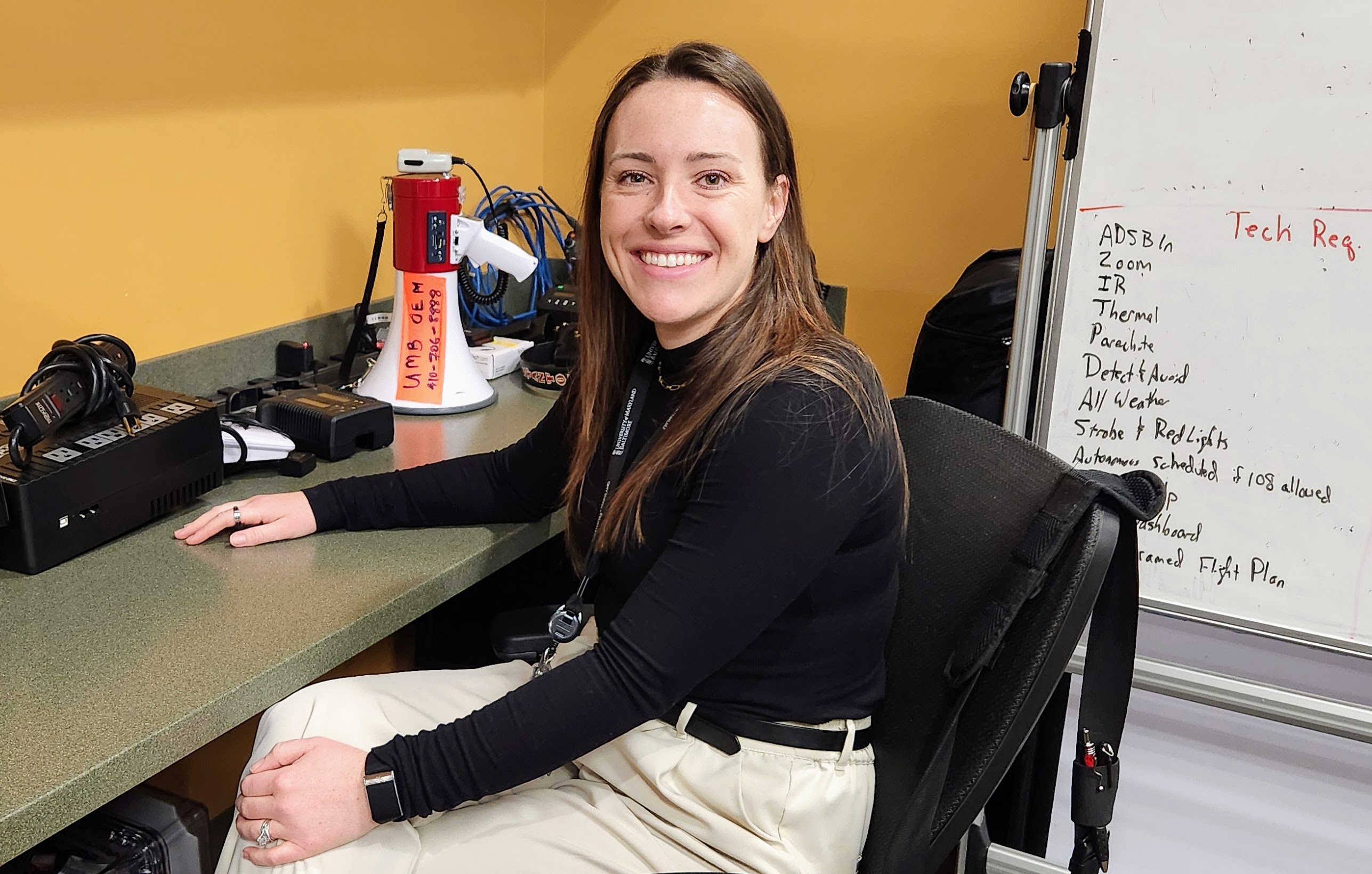 UMB's Haley Cifizzari sits at a desk