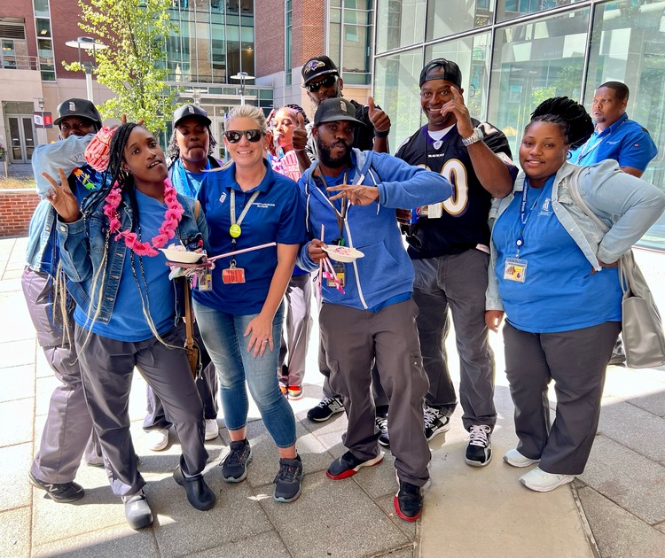 EVS staff posing at block party