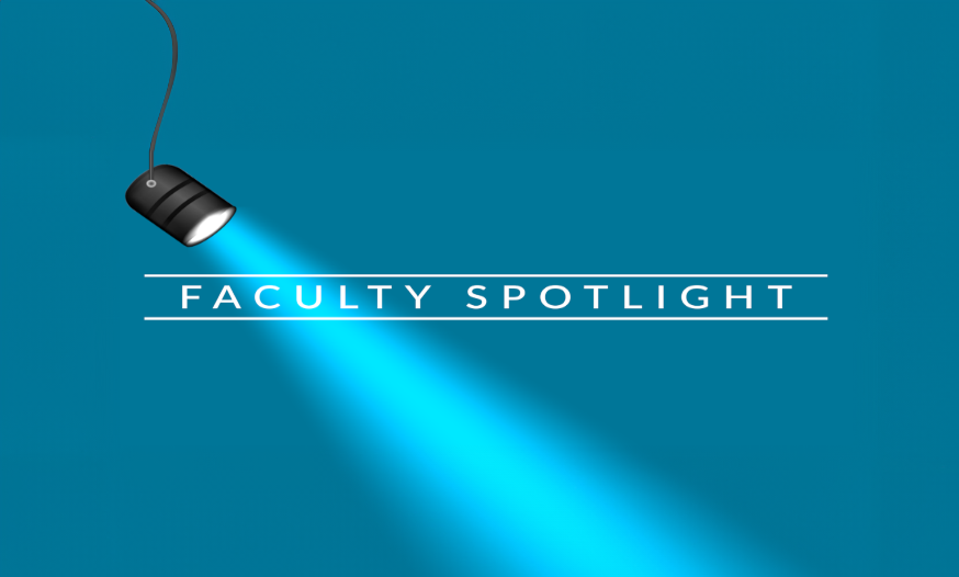 spotlight shining on the words faculty spotlight