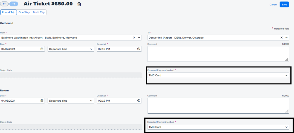 air ticket example